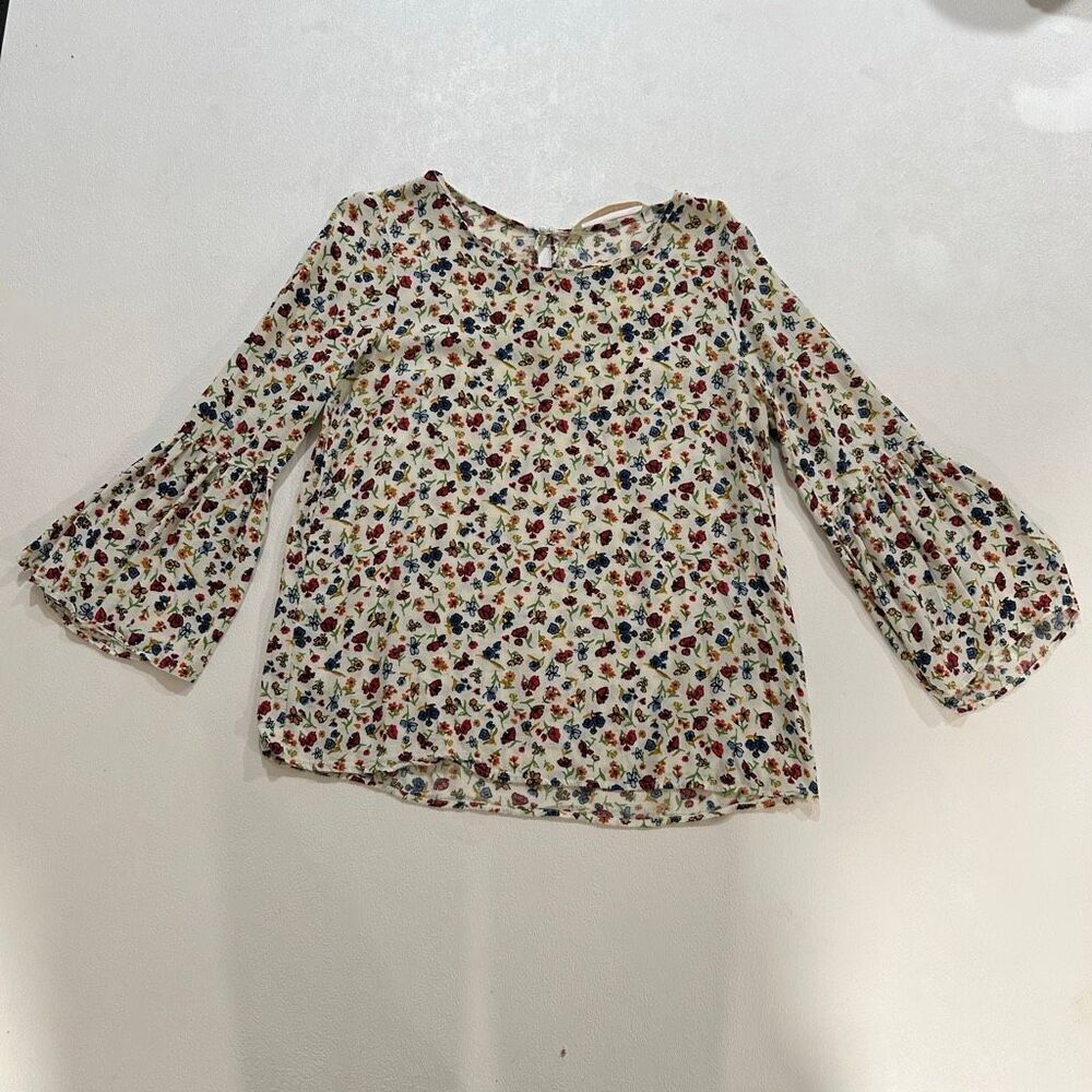 Zara Trafaluc Floral Blouse Ruffle Sleeve Cottagecore Top